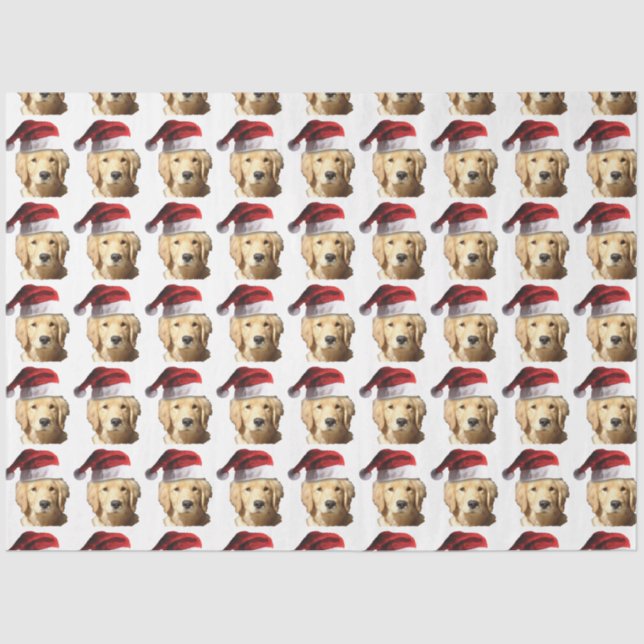 Papel De Seda Golden Retriever Santa Claus (Anverso)
