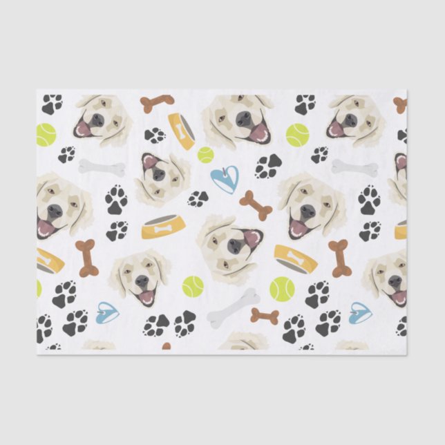 Papel De Seda Golden retriever sonriente del perro (Anverso)