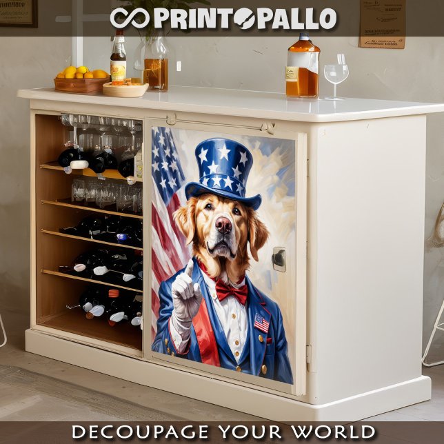 Papel De Seda Golden Retriever Uncle Sam con la bandera de Estad (Subido por el creador)