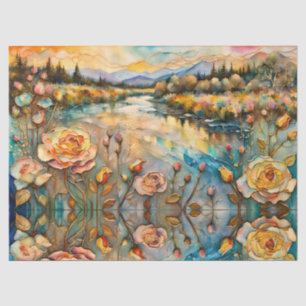 Papel De Seda Golden Rosa Mountain Valley Sunrise
