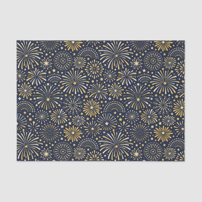 Papel De Seda Golden Starburst Fireworks Pattern (Anverso)
