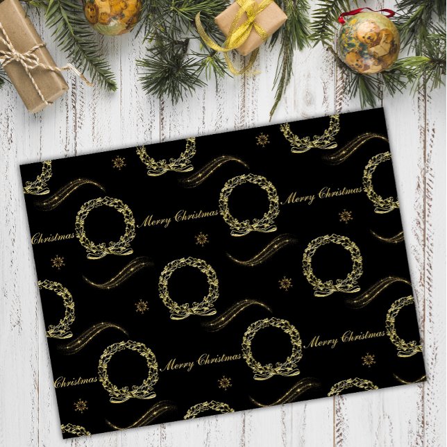 Papel De Seda Golden Wreath Glow: Navidades de oro y negro (Subido por el creador)
