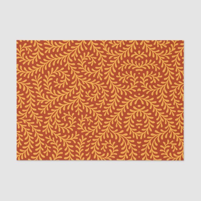 Papel De Seda Golden Yellow Leafy Vine Pattern  (Anverso)