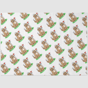 Papel De Seda Goldendoodle Perro Jugando Golf (rojo whmk2) Diver