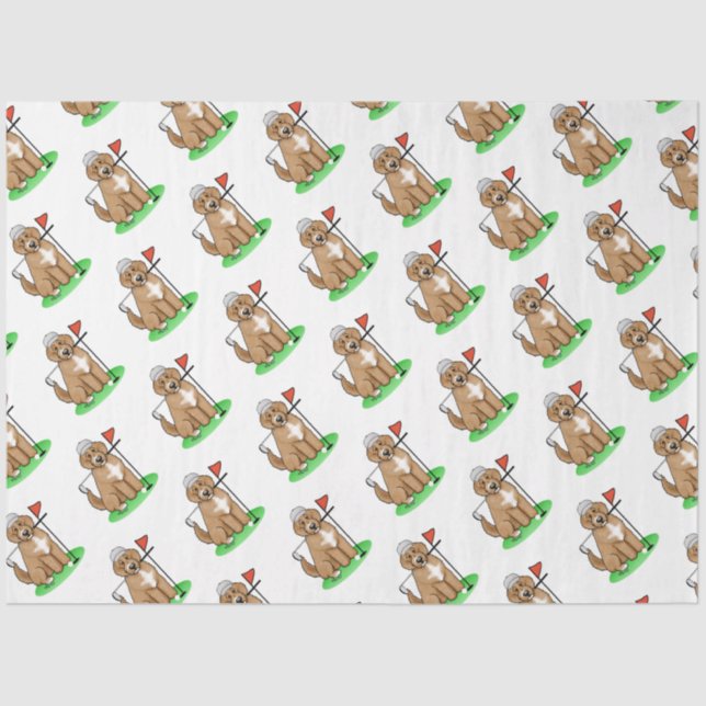 Papel De Seda Goldendoodle Perro Jugando Golf (rojo whmk2) Diver (Anverso)