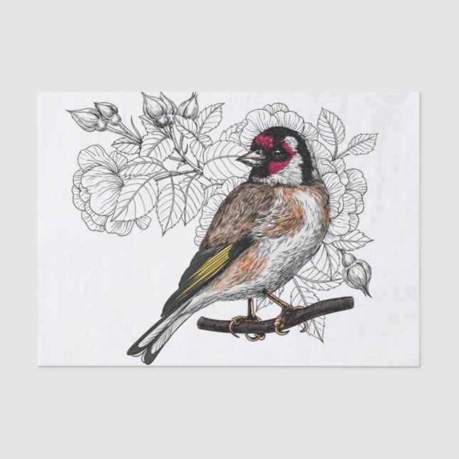 Papel De Seda Goldfinch y rosas (Anverso)