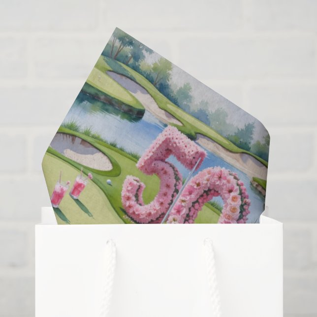 Papel De Seda Golf 50 cumpleaños con número para golfista (Bolsa de regalo)