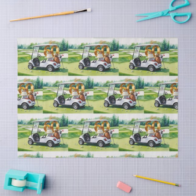 Papel De Seda Golf 60 cumpleaños con carrito de golf en putting  (Artesanía)