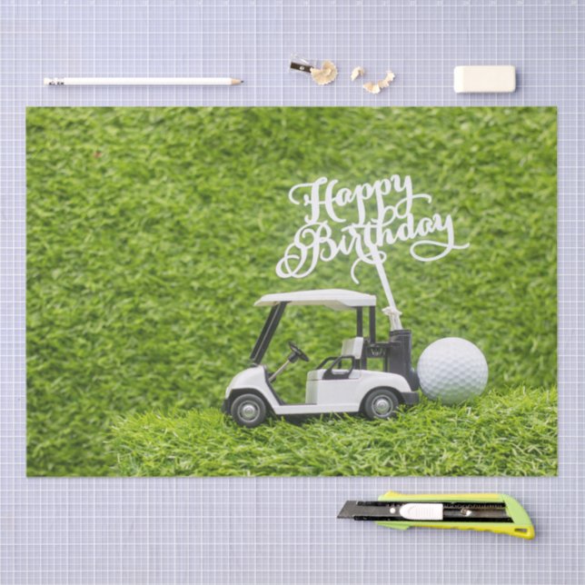 Papel De Seda Golf cumpleaños carrito de golf en verde (Artesanía)