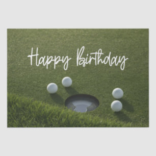 Papel De Seda Golf Feliz Cumpleaños  bola de golf en verde