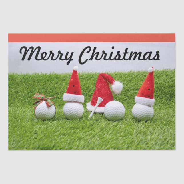 Papel De Seda Golf Feliz Navidad con baile de golf Santa Hat (Anverso)