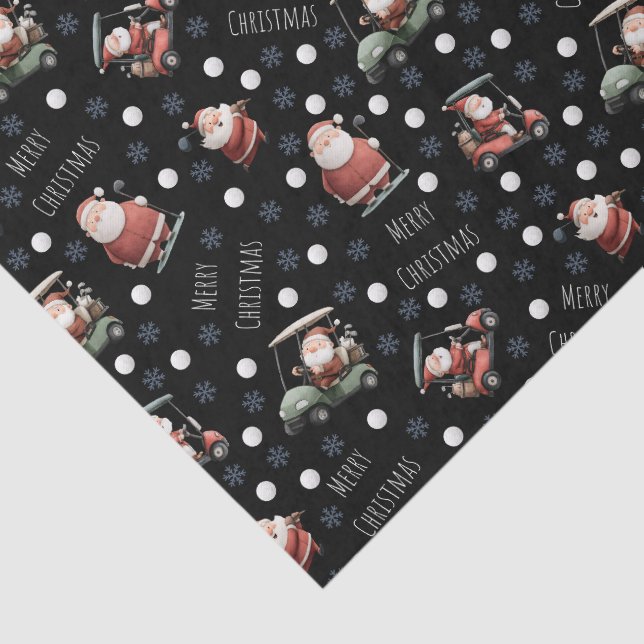 Papel De Seda Golfing Santa sobre Black (Detalle)