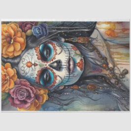 Papel De Seda Gorgoge color de agua azucarero calavera mujer des