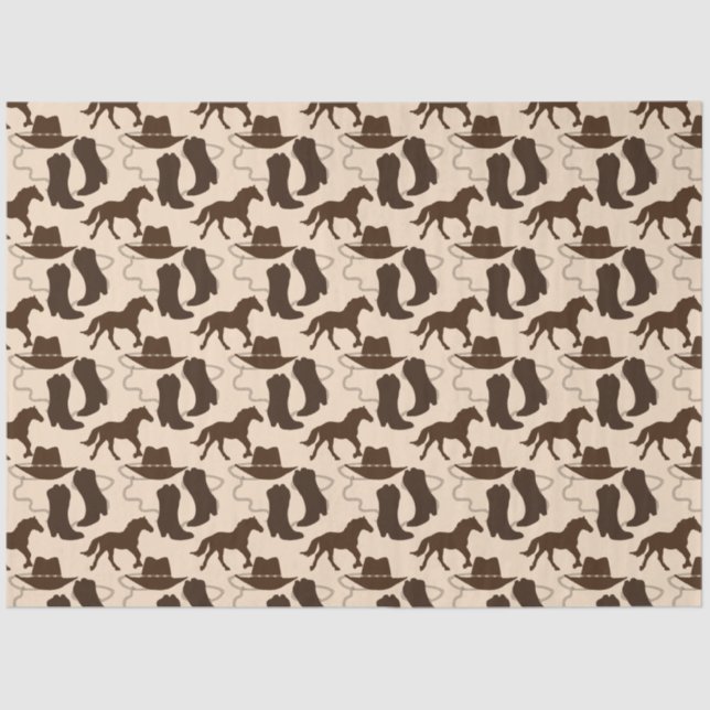 Papel De Seda Gorra de Cowboy Occidental Boots Horario (Anverso)