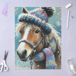 Papel De Seda Gorra de invierno de caballos Scarf Chalk-Pastel D