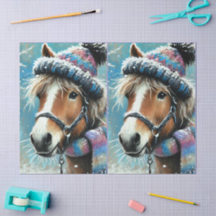 Papel De Seda Gorra de invierno de caballos Scarf Chalk-Pastel D