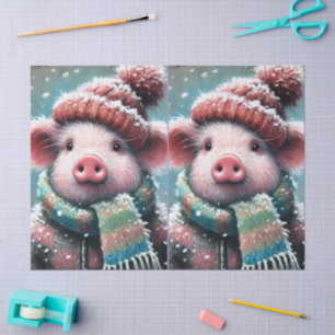Papel De Seda Gorra de invierno de cerdo Scarf Chalk-Pastel Deco