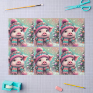 Papel De Seda Gorra de invierno de cerdo Scarf Chalk-Pastel Deco