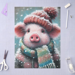 Papel De Seda Gorra de invierno de cerdo Scarf Chalk-Pastel Deco