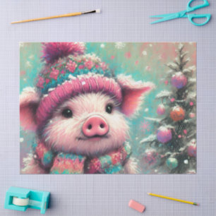 Papel De Seda Gorra de invierno de cerdo Scarf Chalk-Pastel Deco