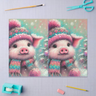 Papel De Seda Gorra de invierno de cerdo Scarf Chalk-Pastel Deco