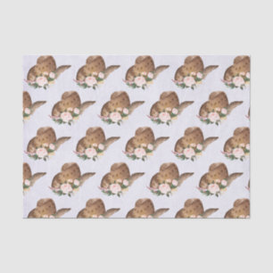 Papel De Seda Gorra marrón de vaca con flores rosadas