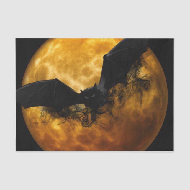 Papel De Seda Gorra y luna de cosecha otoño amarillo negro elega (Anverso)