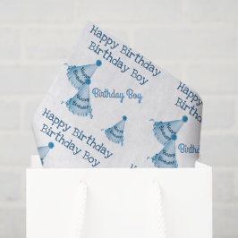 Papel De Seda Gorras Fiestas Blue Happy Birthday Boy personaliza
