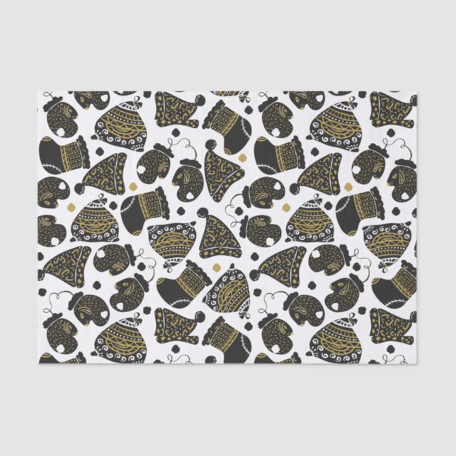 Papel De Seda Gorras negros y de oro y Navidades mitos (Anverso)