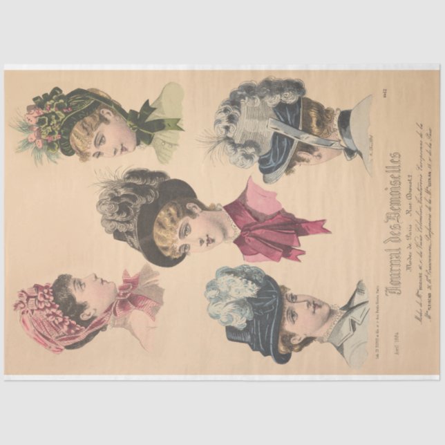 Papel De Seda Gorras victorianos Decografía de la moda en París (Anverso)