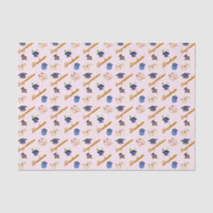Papel De Seda Gorrito de graduación acuarela, diploma, pastel