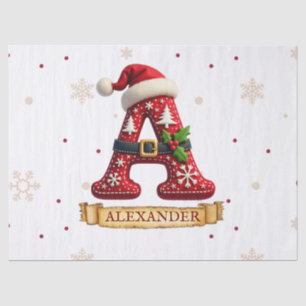 Papel De Seda Gorro de Santa Rojo Navidad Letra A Nombre