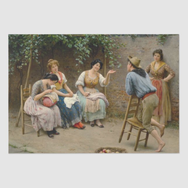 Papel De Seda Gossip in the Garden (Escena italiana) (Anverso)