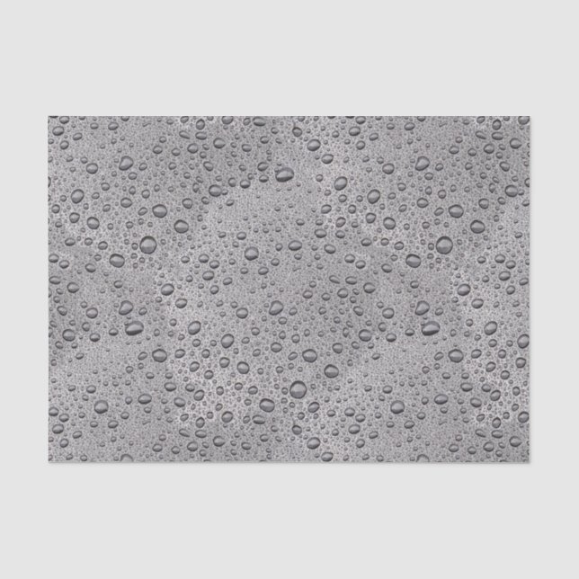 Papel De Seda Gotas de agua gris (Anverso)