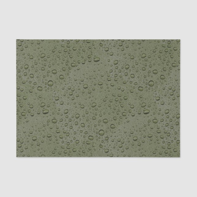 Papel De Seda Gotas de agua verde oliva (Anverso)