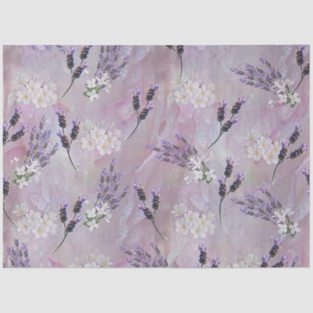 Papel De Seda gotas de fondo de pétalos Rosas con lavanda (Anverso)