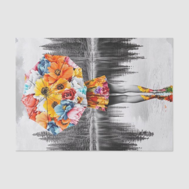 Papel De Seda Gotas de lluvia de flores3 (Anverso)