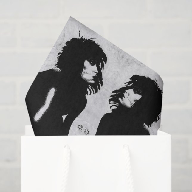 Papel De Seda Goth Goddess Portrait Original Art Black White (Bolsa de regalo)
