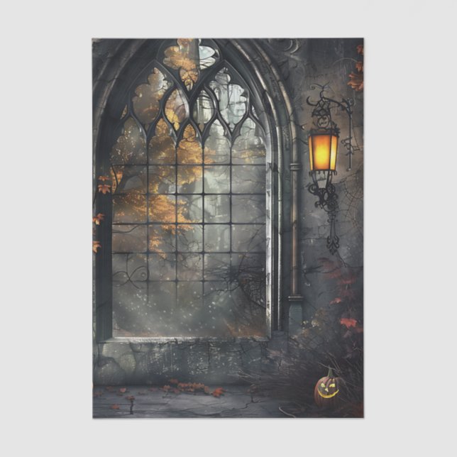 Papel De Seda Gothic Arched Window by lamplight Decoupage (Anverso)