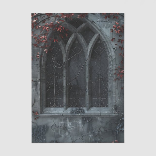 Papel De Seda Gothic Arched Window trailing ivy Decoupage (Anverso)