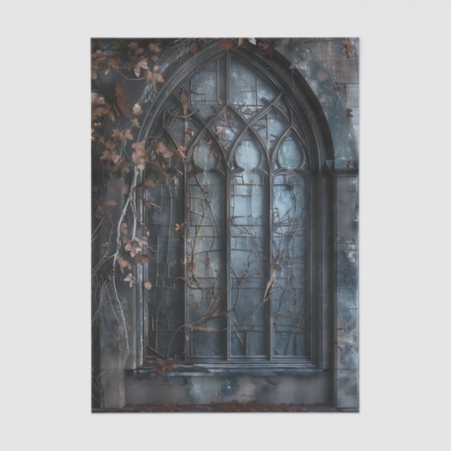 Papel De Seda Gothic Arched Window trailing ivy Decoupage (Anverso)