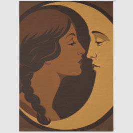 Papel De Seda Gothic Art Deco Girl and Crescent Moon Decoupage