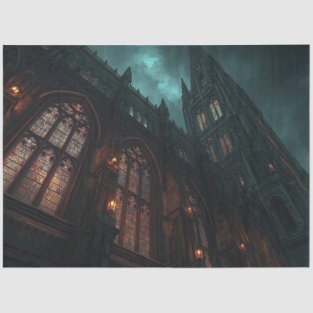 Papel De Seda Gothic Cathedral Window Decoupage Paper – Dark Med (Anverso)