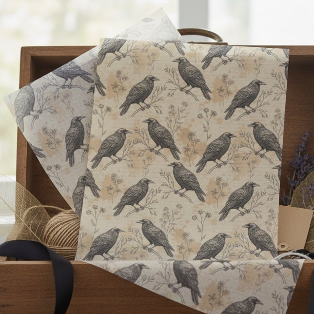 Papel De Seda Gothic Crow Pattern Decoupage Tissue Paper (Raven decoupage tissue paper)