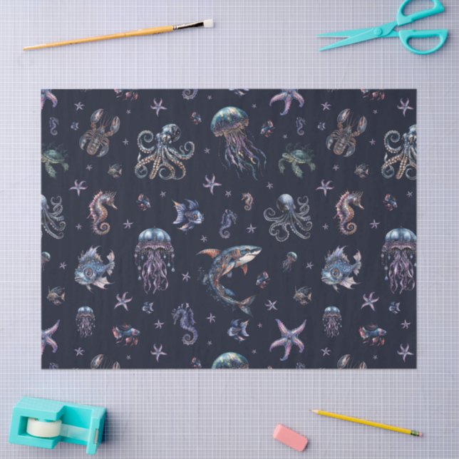 Papel De Seda Gothic Dark Underwater World (Artesanía)