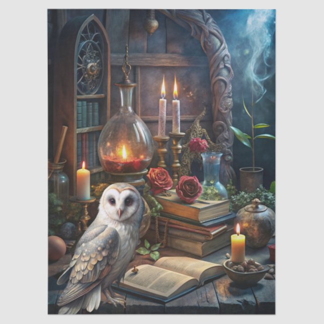 Papel De Seda Gothic Fantasy Tarot Reader's Room & White Owl (Anverso)