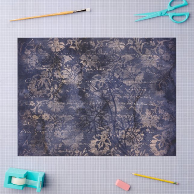 Papel De Seda Gothic Grunge Indigo  (Artesanía)