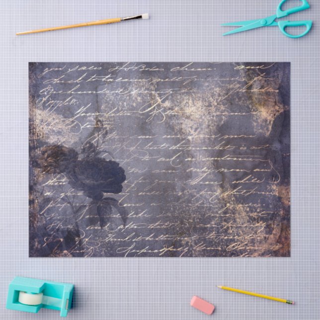 Papel De Seda Gothic Grunge Indigo  (Artesanía)