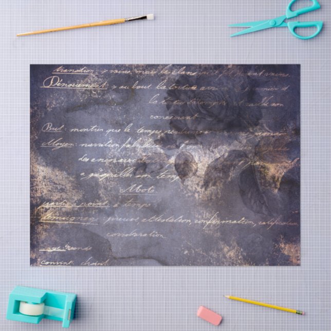 Papel De Seda Gothic Grunge Indigo  (Artesanía)