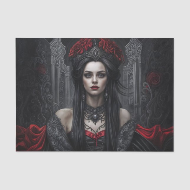 Papel De Seda Gothic Queen Portrait Decoupage | Dark Vampire (Anverso)